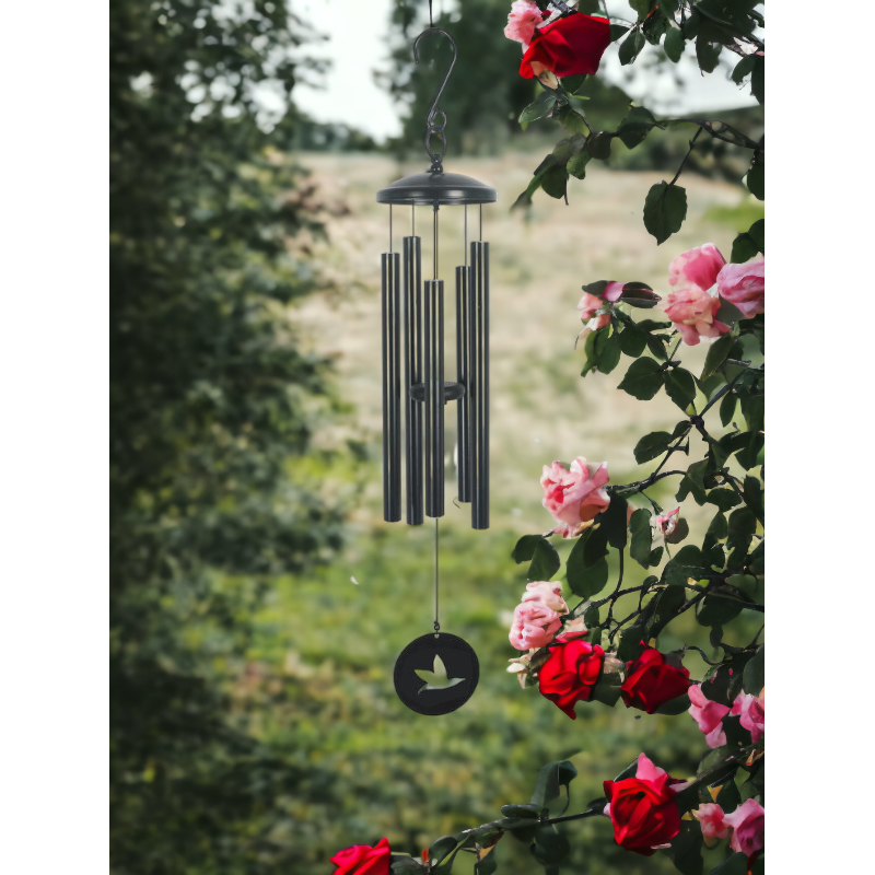 Carillon à Vent En Tubes Métalliques - Longueur 37 Cm - Son Apaisant Pour Jardin, Balcon, Terrasse