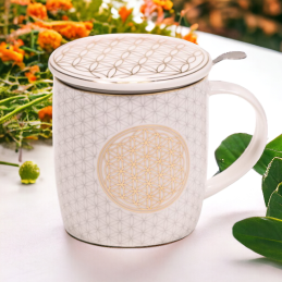 Boîte cadeau infuseur à thé Mug Fleur de Vie
