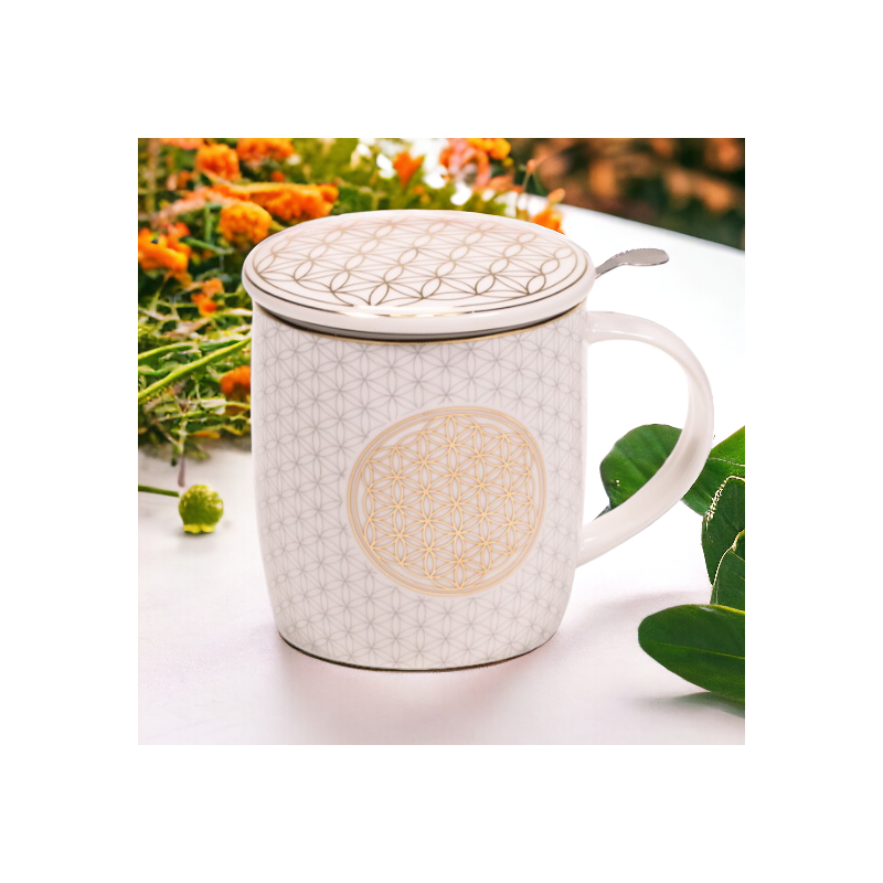 Boîte cadeau infuseur à thé Mug Fleur de Vie