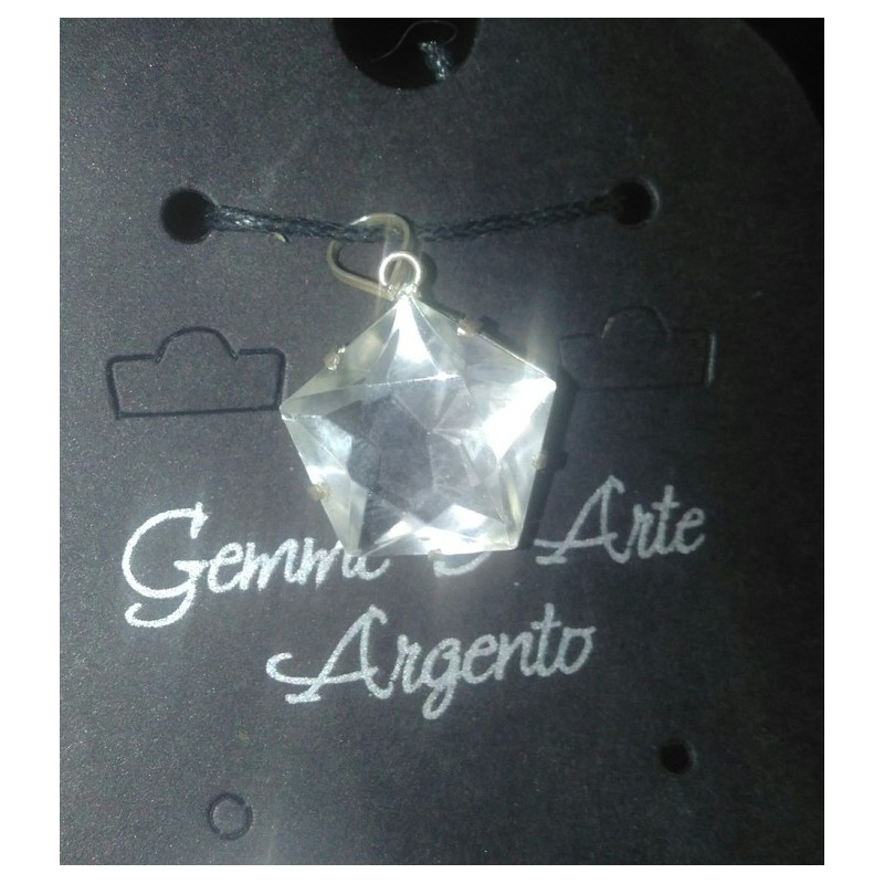 PENTAGRAMME EN CRISTAL DE ROCHE ET ARGENT 925