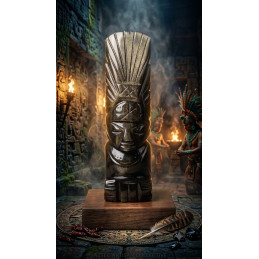 Statuette Aztèque en Obsidienne Dorée