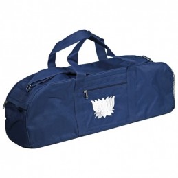 Sac de tapis de yoga en nylon marine avec lotus blanc