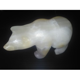 OURS GRIZZLY EN ARAGONITE BLANC
