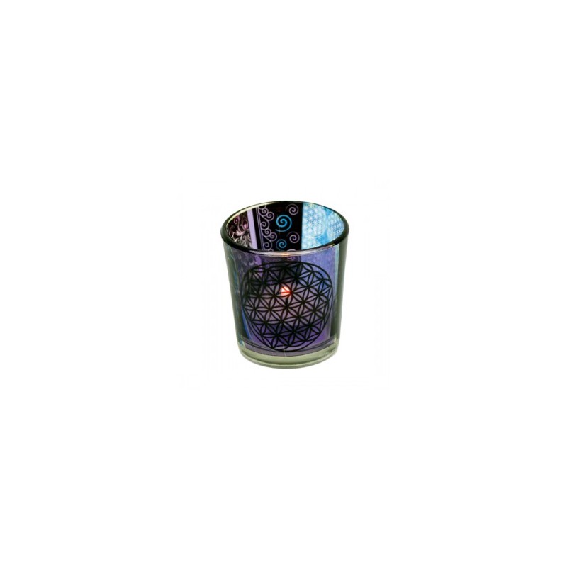 BOUGEOIR EN VERRE FLEUR DE VIE 6 SUR 5 CM