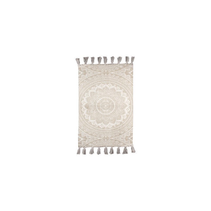 TAPIS MANDALA BEIGE 85 CM SUR 55 CM