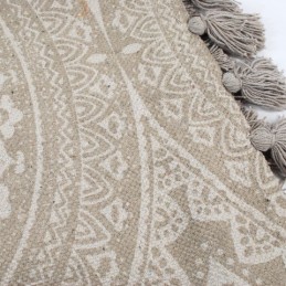 TAPIS MANDALA BEIGE 85 CM SUR 55 CM