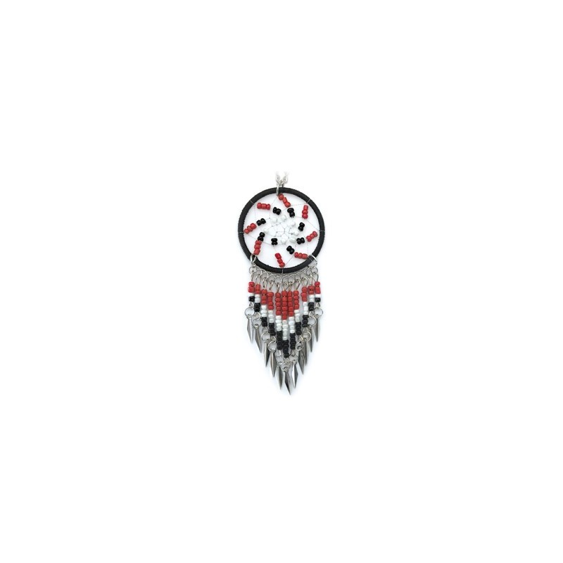 SAUTOIR PENDENTIF ATTRAPE REVE SOLEIL ROUGE ET NOIR
