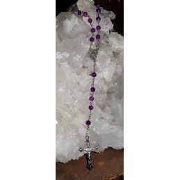CHAPELET MEDAILLE DE LA VIERGE MARIE ET JESUS PIERRES VIOLETTES