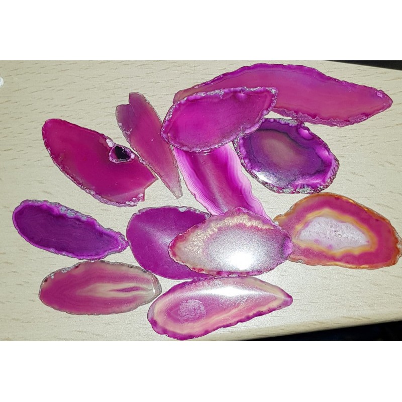 AGATE NATURELLE TEINTEE ROSE TRANCHE FINE 3/4 CM AGATE NATURELLE TEINTEE ROSE TRANCHE FINE 3/4 CM