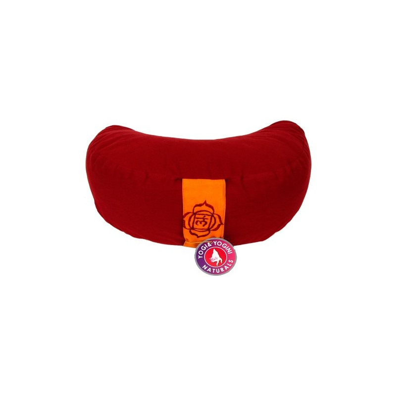Coussin méditation 1/2 lune - avec broderie 1er Chakra Muladhara
