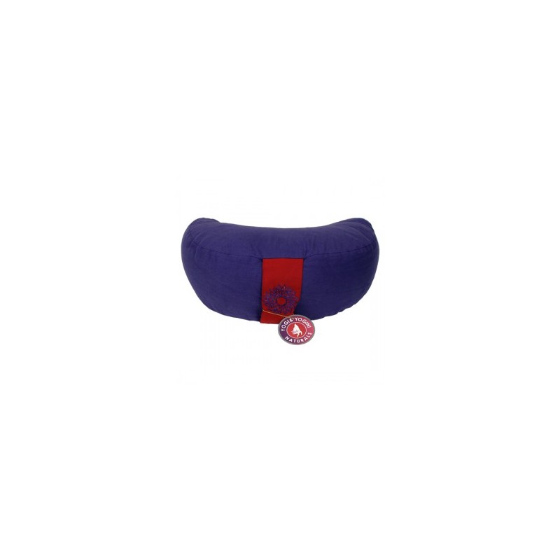 Coussin méditation 1/2 lune - avec broderie 7ème Chakra Sahasrara - violet