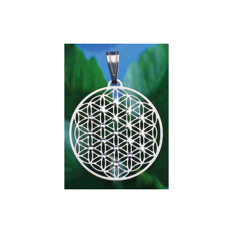 PENDENTIF FLEUR DE VIE 19 perles Swarovski PLAQUE OR 3 CM PENDENTIF FLEUR DE VIE 19 perles Swarovski PLAQUE OR 3 CM