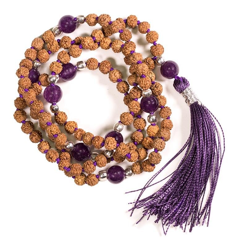 Mala Rudraksha et AMETHYSTE 108 perles