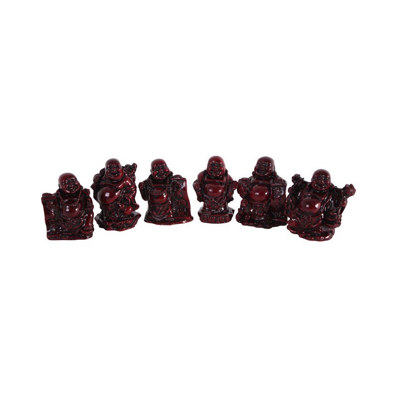 LOT DE 6 BOUDDHAS DU BONHEUR 5 CM RESINE ROUGE LOT DE 6 BOUDDHAS DU BONHEUR 5 CM RESINE ROUGE